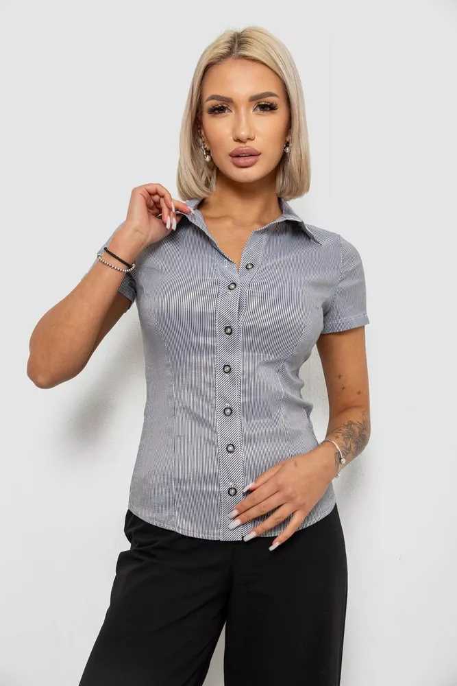 Купити Сорочка класична в смужку  -уцінка, колір темно-сірий, 230R668-U-13 оптом - Фото №1