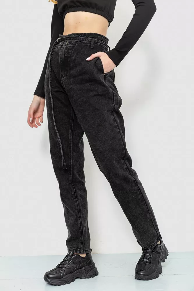 Купити Джинси жіночі MOM, колір чорний, 214R1390 оптом - Фото №3