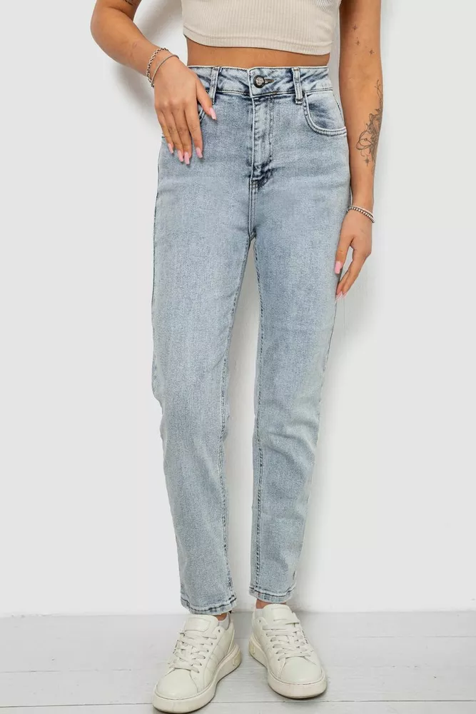 Купить Джинсы женские однотонные Battal Mom, цвет светло-голубой, 244R00289 - Фото №1