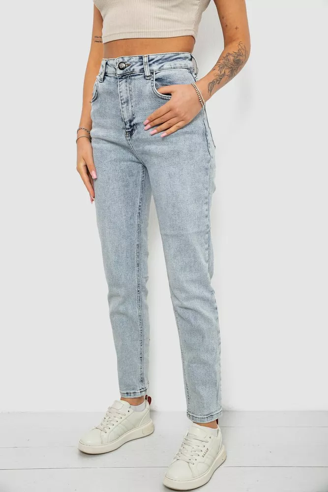 Купить Джинсы женские однотонные Battal Mom, цвет светло-голубой, 244R00289 - Фото №3