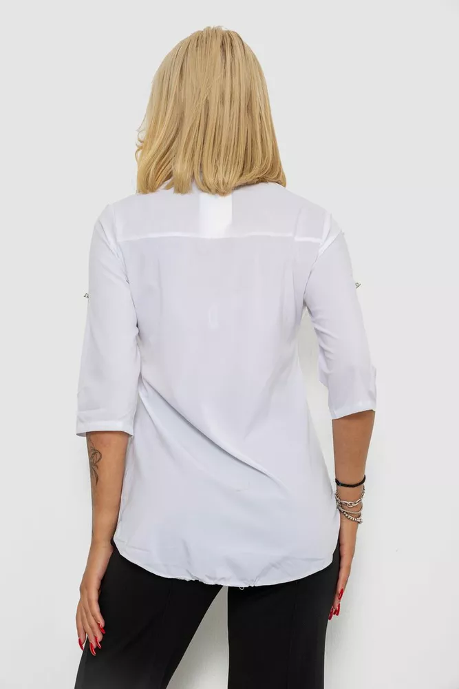 Купити Блуза класична, колір білий, 230R72-1 оптом - Фото №4