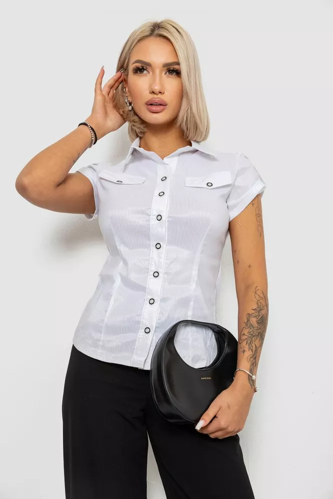 Купить Рубашка классическая в полоску  -уценка, цвет белый, 230R667-1-U-49 оптом - Фото №1