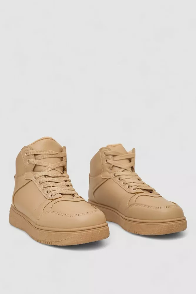 Купить Кроссовки женские зимние на меху, цвет темно-бежевый, 248RAJ04 - Фото №3