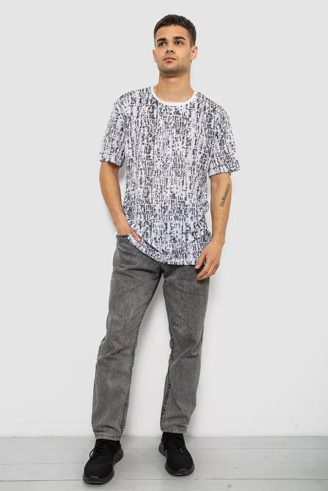 Купить Футболка мужская с принтом, цвет бело-черный, 244R7032 - Фото №2