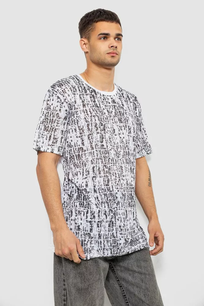 Купить Футболка мужская с принтом, цвет бело-черный, 244R7032 - Фото №3