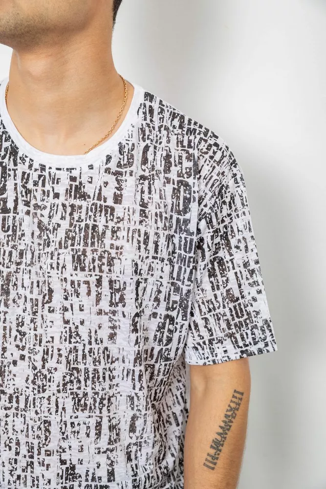 Купить Футболка мужская с принтом, цвет бело-черный, 244R7032 - Фото №5