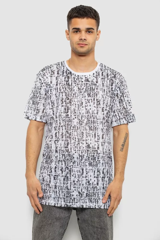 Купить Футболка мужская с принтом, цвет бело-черный, 244R7032 - Фото №1