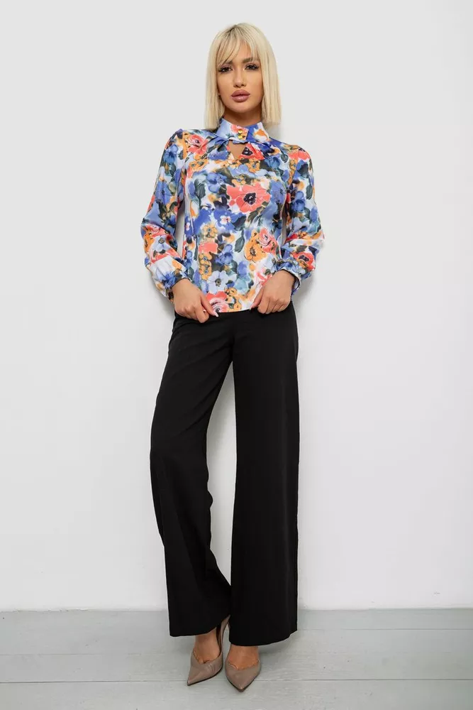 Купить Блуза с цветочным принтом, цвет голубой, 230R226 - Фото №2