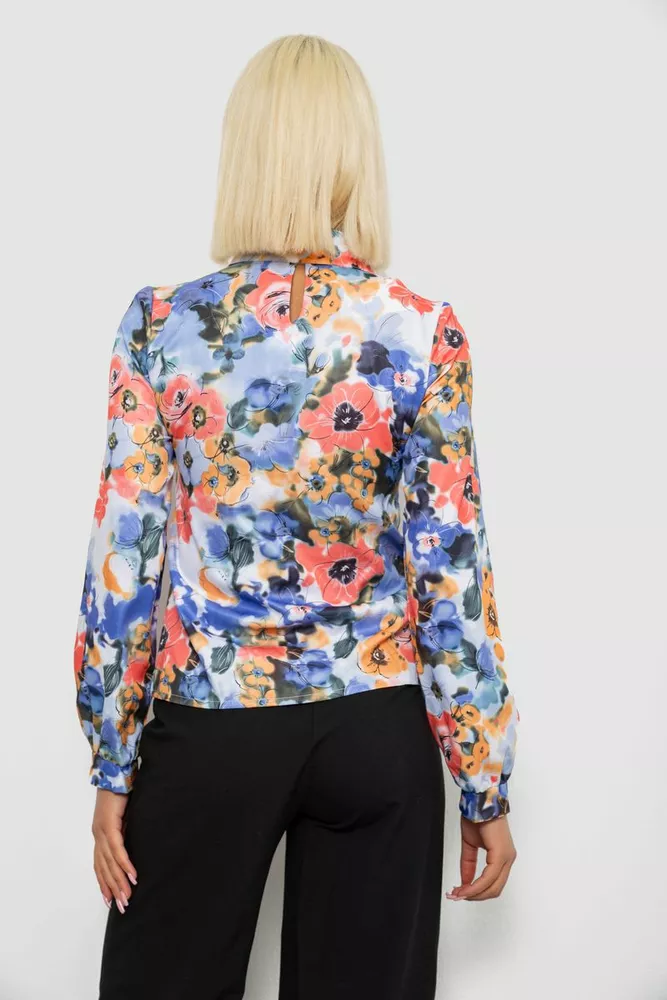 Купить Блуза с цветочным принтом, цвет голубой, 230R226 - Фото №4