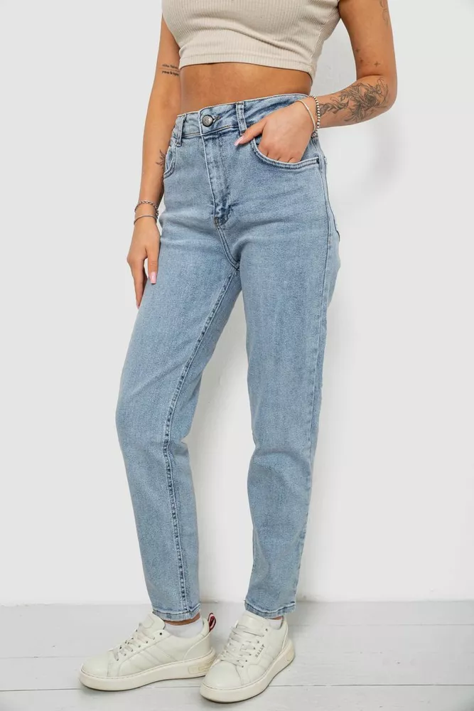Купить Джинсы женские однотонные Battal Mom, цвет голубой, 244R00289 - Фото №3