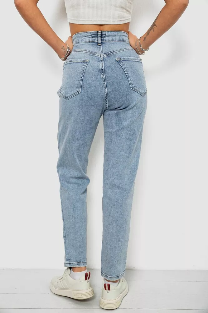 Купить Джинсы женские однотонные Battal Mom, цвет голубой, 244R00289 - Фото №4