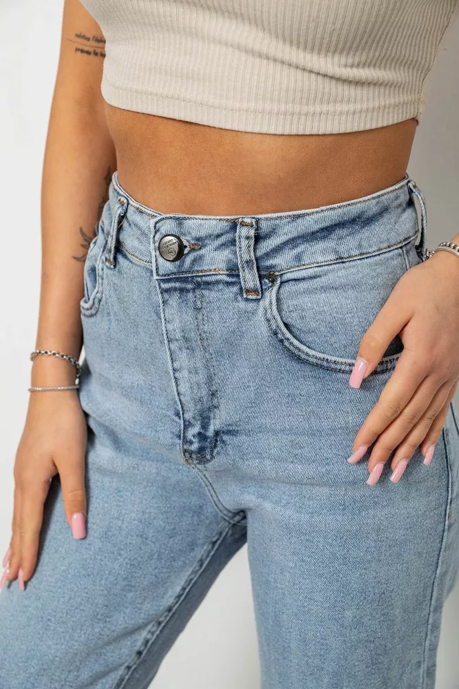 Купить Джинсы женские однотонные Battal Mom, цвет голубой, 244R00289 - Фото №5