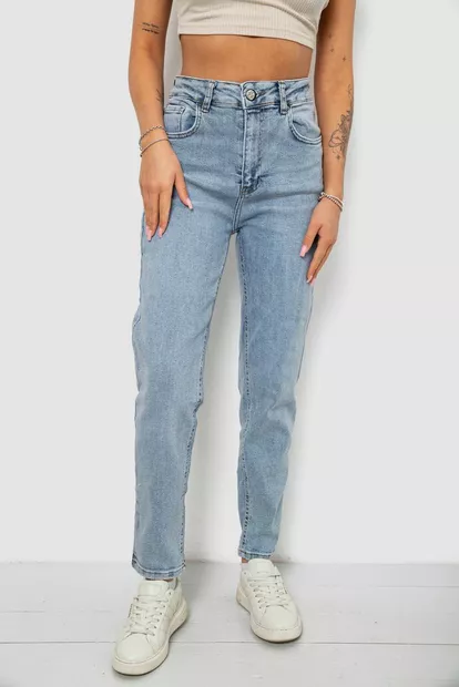 Джинсы женские однотонные Battal Mom, цвет голубой, 244R00289