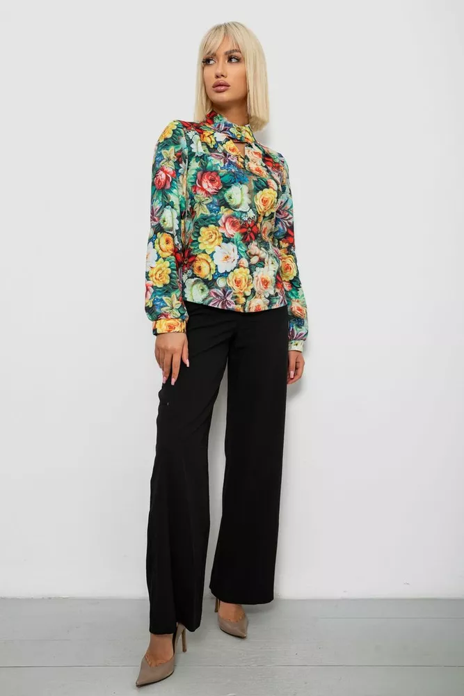Купить Блуза с цветочным принтом, цвет зеленый, 230R226 - Фото №2