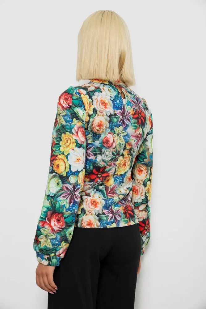 Купить Блуза с цветочным принтом, цвет зеленый, 230R226 - Фото №4