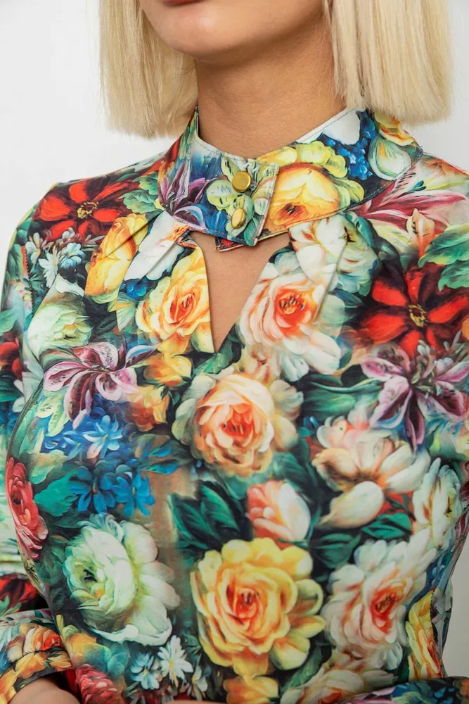 Купить Блуза с цветочным принтом, цвет зеленый, 230R226 - Фото №5