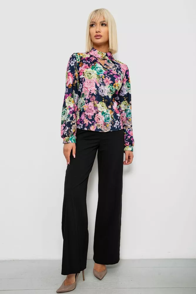 Купить Блуза с цветочным принтом, цвет синий, 230R226 - Фото №2