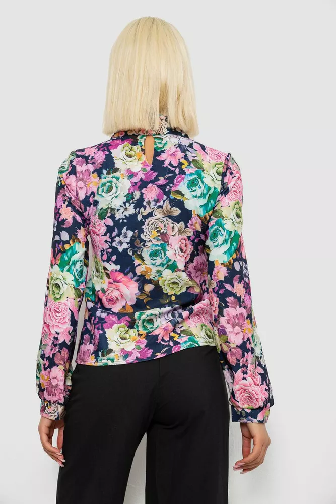 Купить Блуза с цветочным принтом, цвет синий, 230R226 - Фото №4
