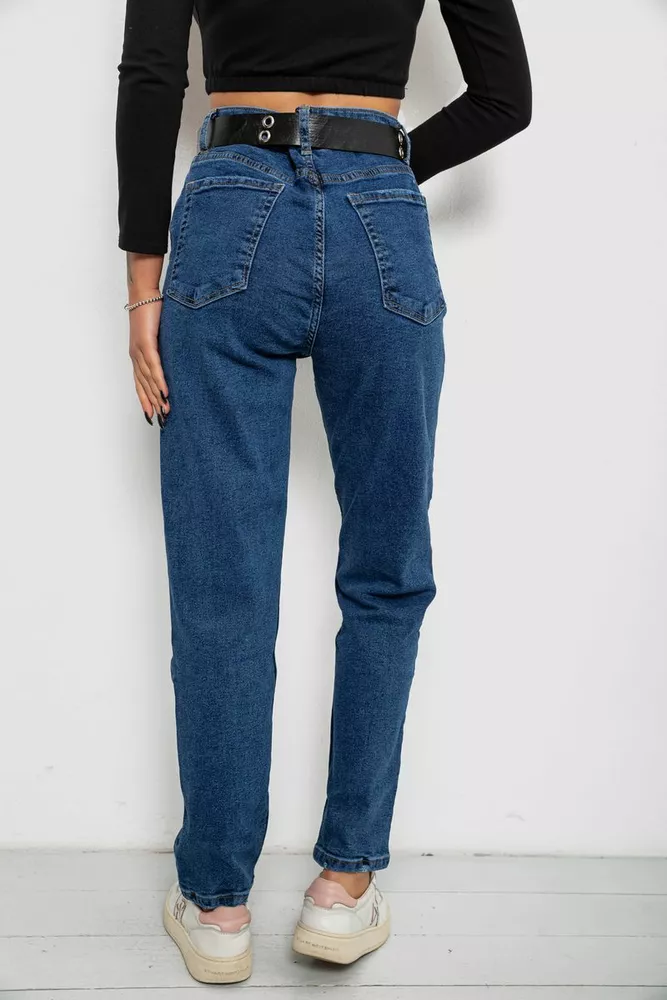 Купити Джинси жіночі однотонні MOM, колір синій, 244R001115 - Фото №4