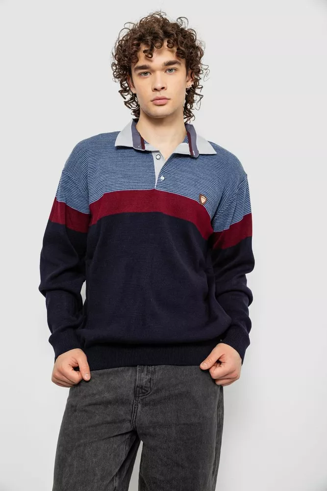 Купить Свитер-обманка мужской, цвет темно-синий, 161R913 - Фото №1