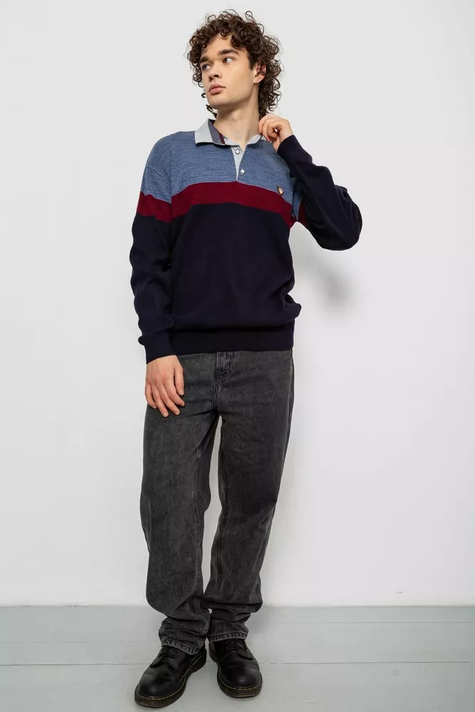 Купить Свитер-обманка мужской, цвет темно-синий, 161R913 - Фото №2