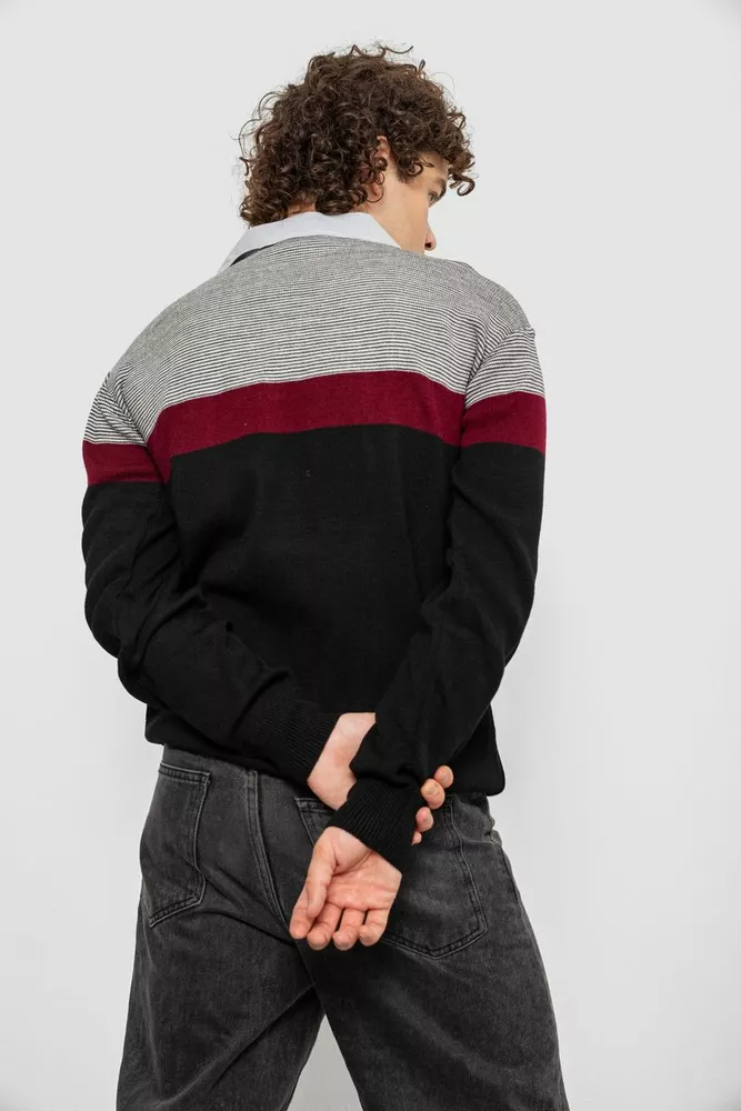 Купить Свитер-обманка мужской, цвет черный, 161R913 - Фото №4