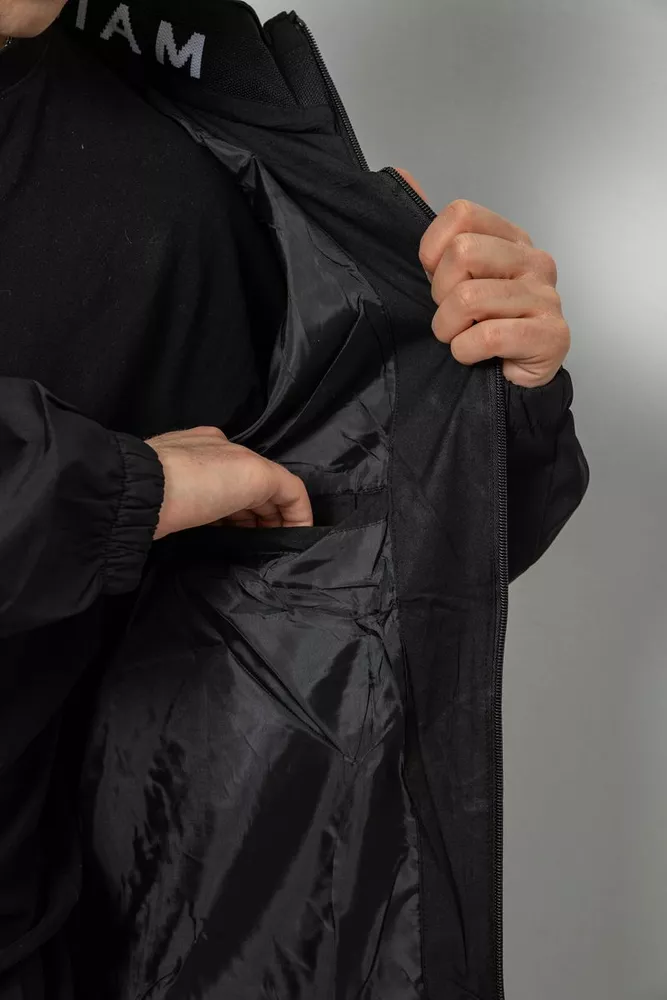 Купити Вітровка чоловіча з принтом  -уцінка, колір чорний, 214R601-1-U-1 - Фото №7