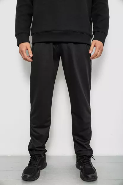 Спортивні штани чоловічі однотонні, колір чорний, 244RY-406