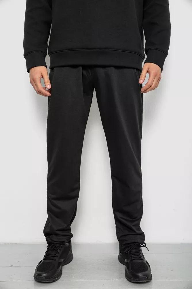 Купити Спортивні штани чоловічі однотонні, колір чорний, 244RY-406 - Фото №1