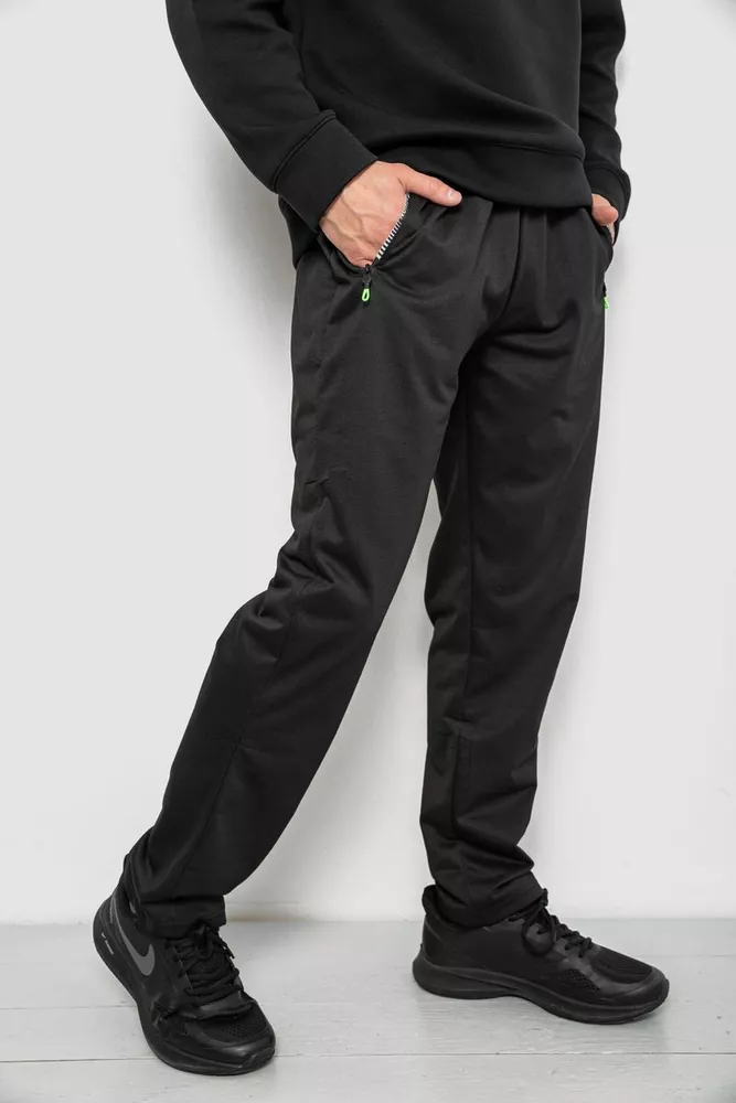 Купити Спортивні штани чоловічі однотонні, колір чорний, 244RY-406 - Фото №3