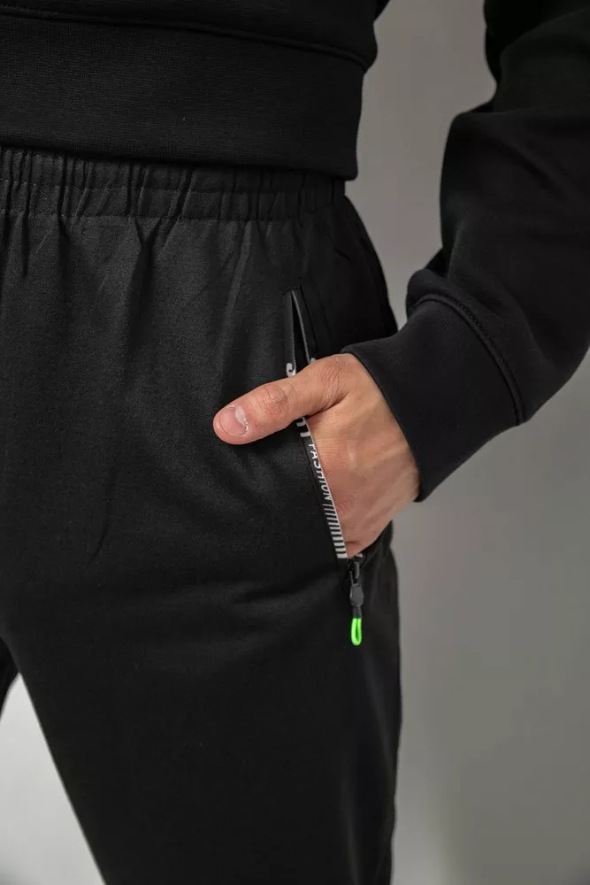 Купити Спортивні штани чоловічі однотонні, колір чорний, 244RY-406 - Фото №5