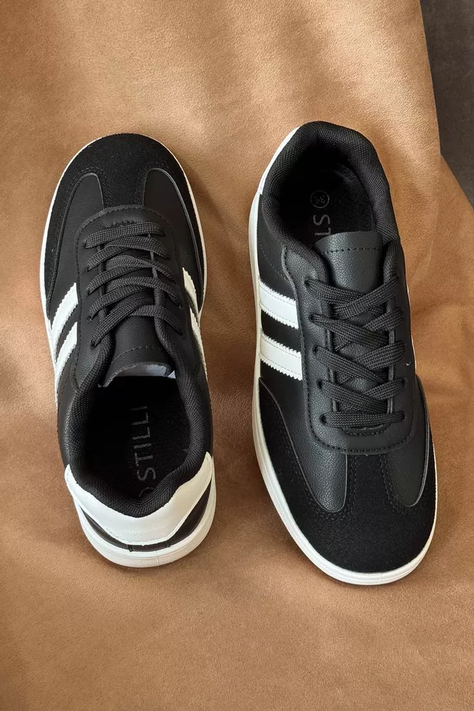 Купити Кросівки жіночі екошкіра, колір чорно-білий, 248RJH700 оптом - Фото №3