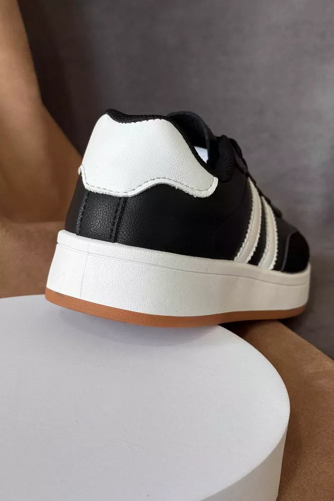 Купити Кросівки жіночі екошкіра, колір чорно-білий, 248RJH700 оптом - Фото №4