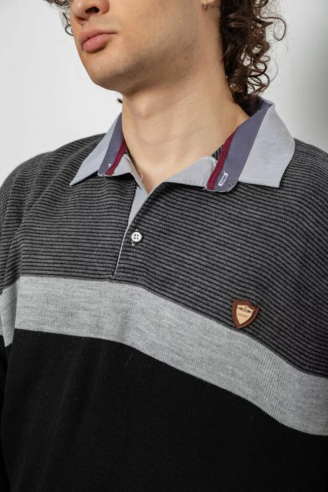 Купить Свитер-обманка мужской, цвет черно-серый, 161R913 - Фото №6