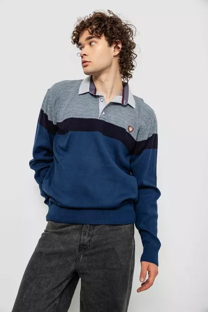 Свитер-обманка мужской, цвет сине-серый, 161R913