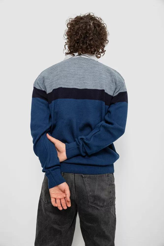 Купить Свитер-обманка мужской, цвет сине-серый, 161R913 - Фото №5