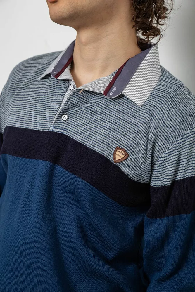 Купить Свитер-обманка мужской, цвет сине-серый, 161R913 - Фото №6