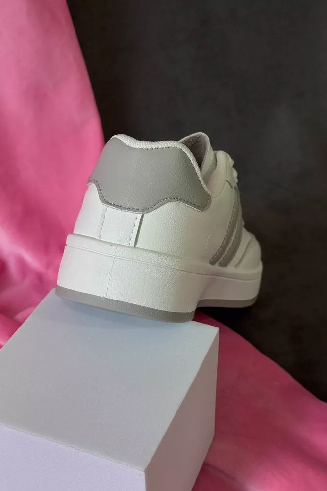 Купити Кросівки жіночі екошкіра, колір біло-сірий, 248RJH700 - Фото №4