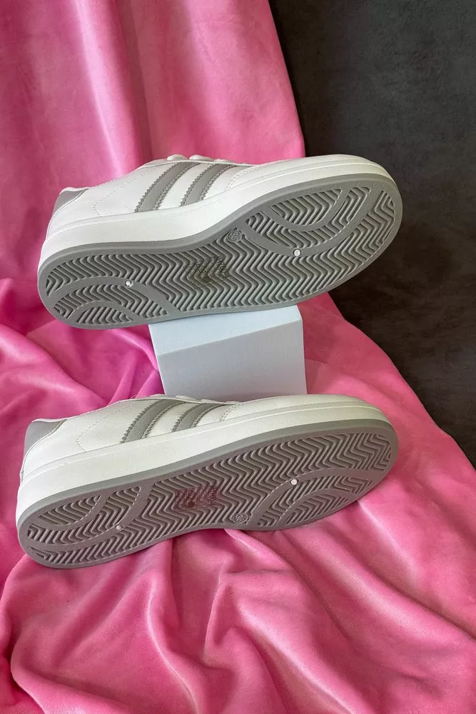 Купити Кросівки жіночі екошкіра, колір біло-сірий, 248RJH700 - Фото №5