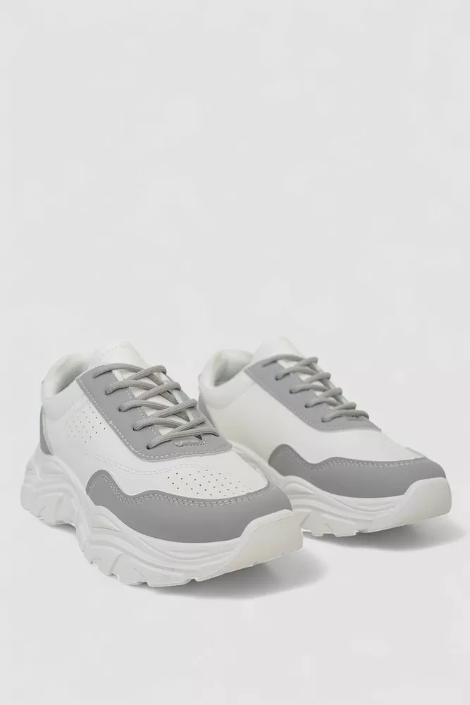 Купить Кроссовки женские, цвет бело-серый, 248RA70 - Фото №3