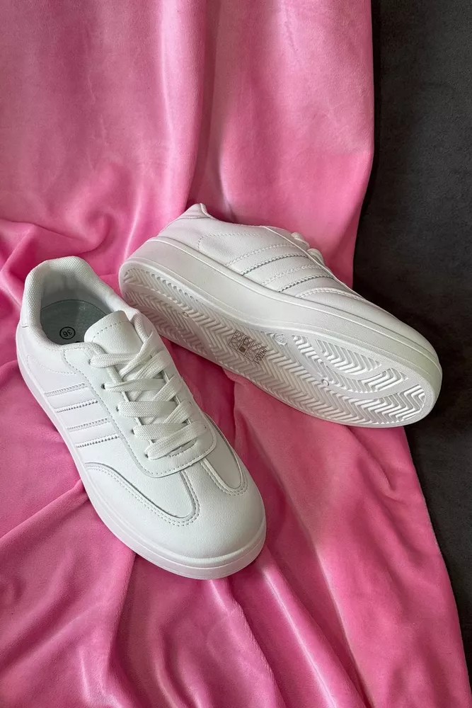 Купити Кросівки жіночі екошкіра, колір білий, 248RJH700 оптом - Фото №3