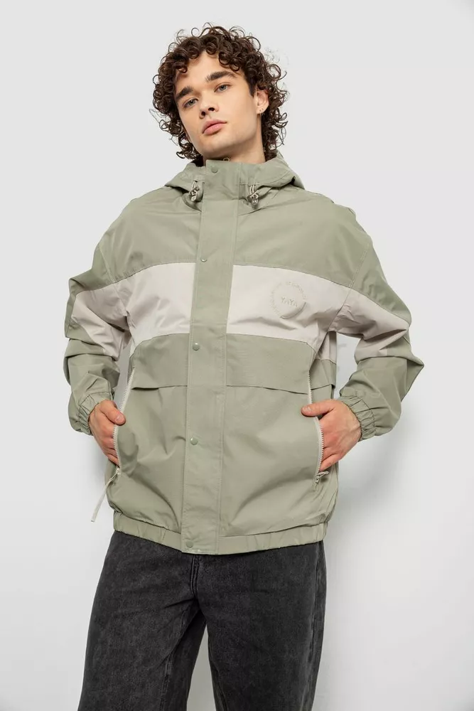 Купити Вітровка чоловіча з принтом  -уцінка, колір оливковий, 214R603-1-U-5 - Фото №1