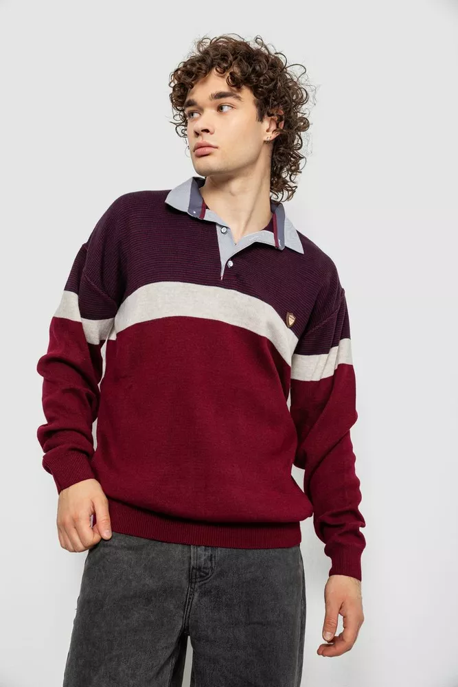 Купить Свитер-обманка мужской, цвет бордовый, 161R913 - Фото №4