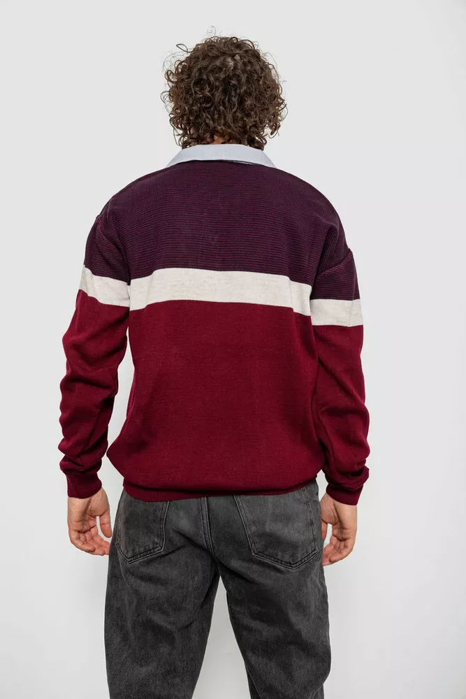 Купить Свитер-обманка мужской, цвет бордовый, 161R913 - Фото №5