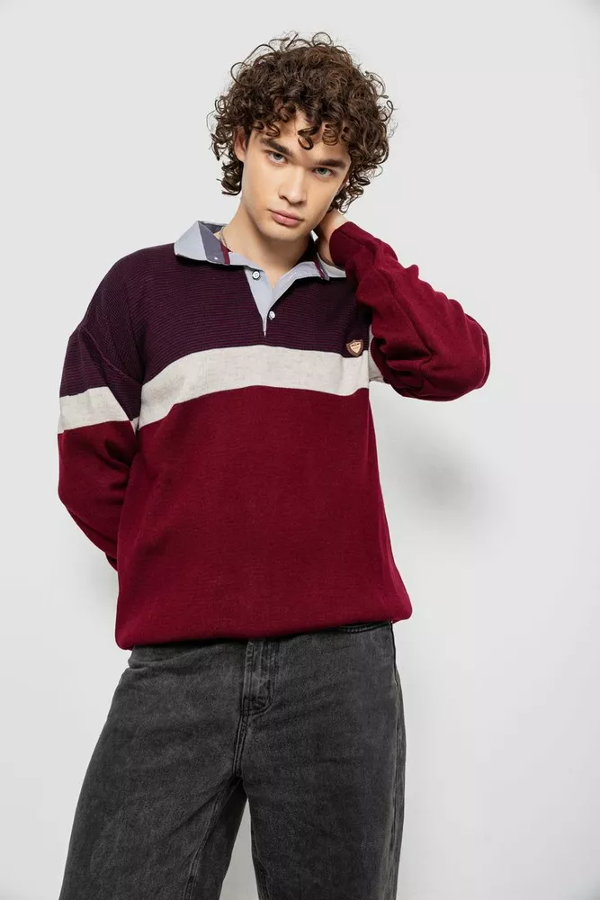 Купить Свитер-обманка мужской, цвет бордовый, 161R913 - Фото №1