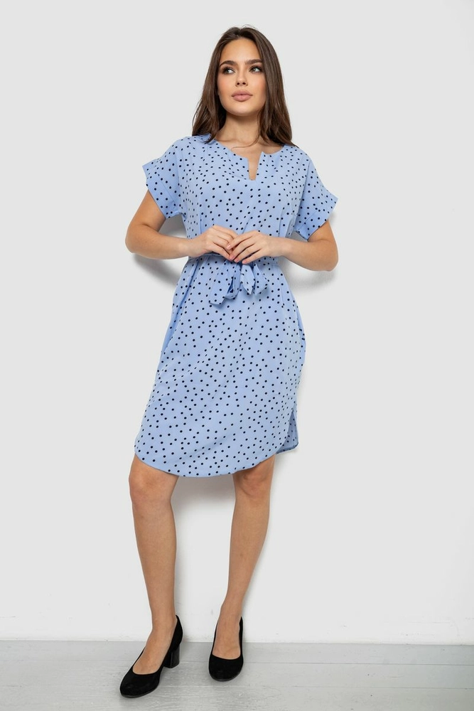 Купить Платье женское однотонное в горошек, цвет голубой, 257R120 - Фото №2