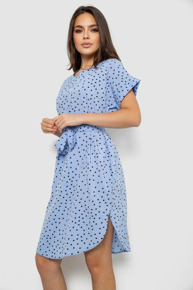 Купить Платье женское однотонное в горошек, цвет голубой, 257R120 - Фото №3