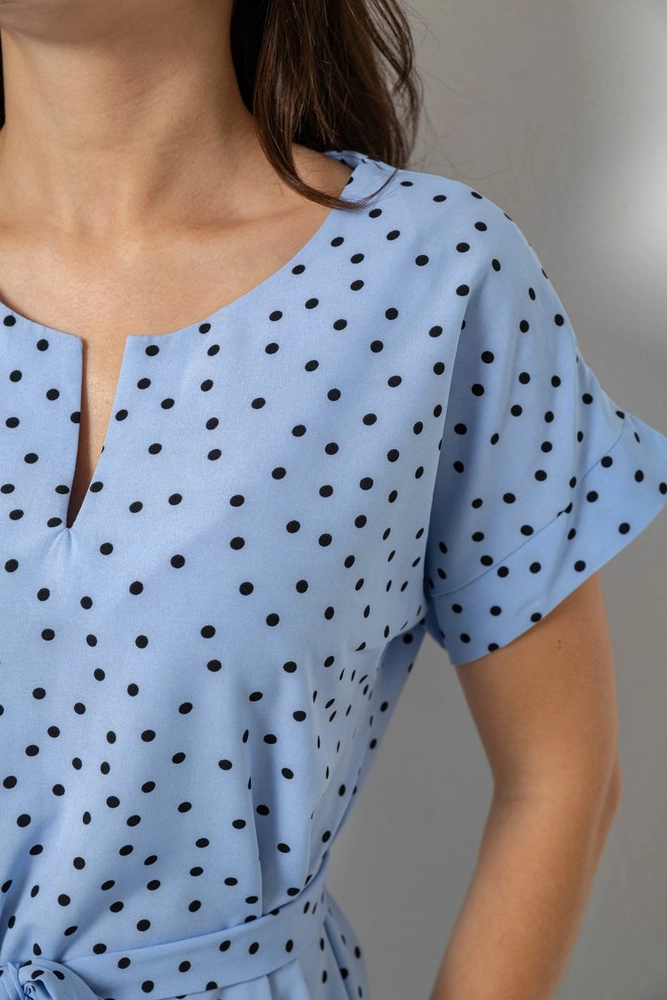 Купить Платье женское однотонное в горошек, цвет голубой, 257R120 - Фото №5