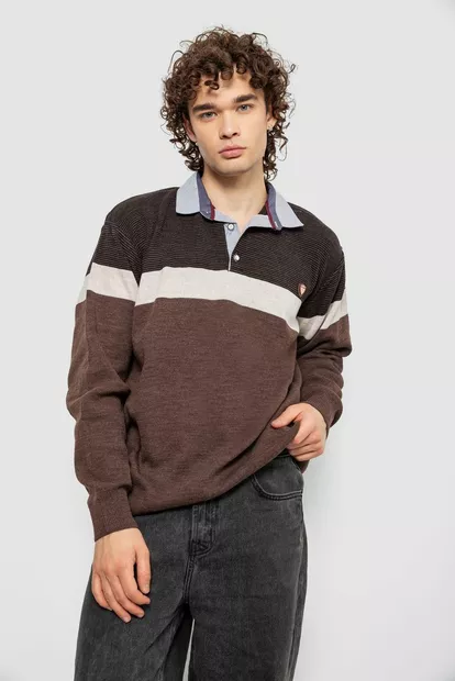 Светр-обманка чоловічий, колір коричневий, 161R913