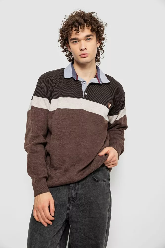 Купить Свитер-обманка мужской, цвет коричневый, 161R913 - Фото №1